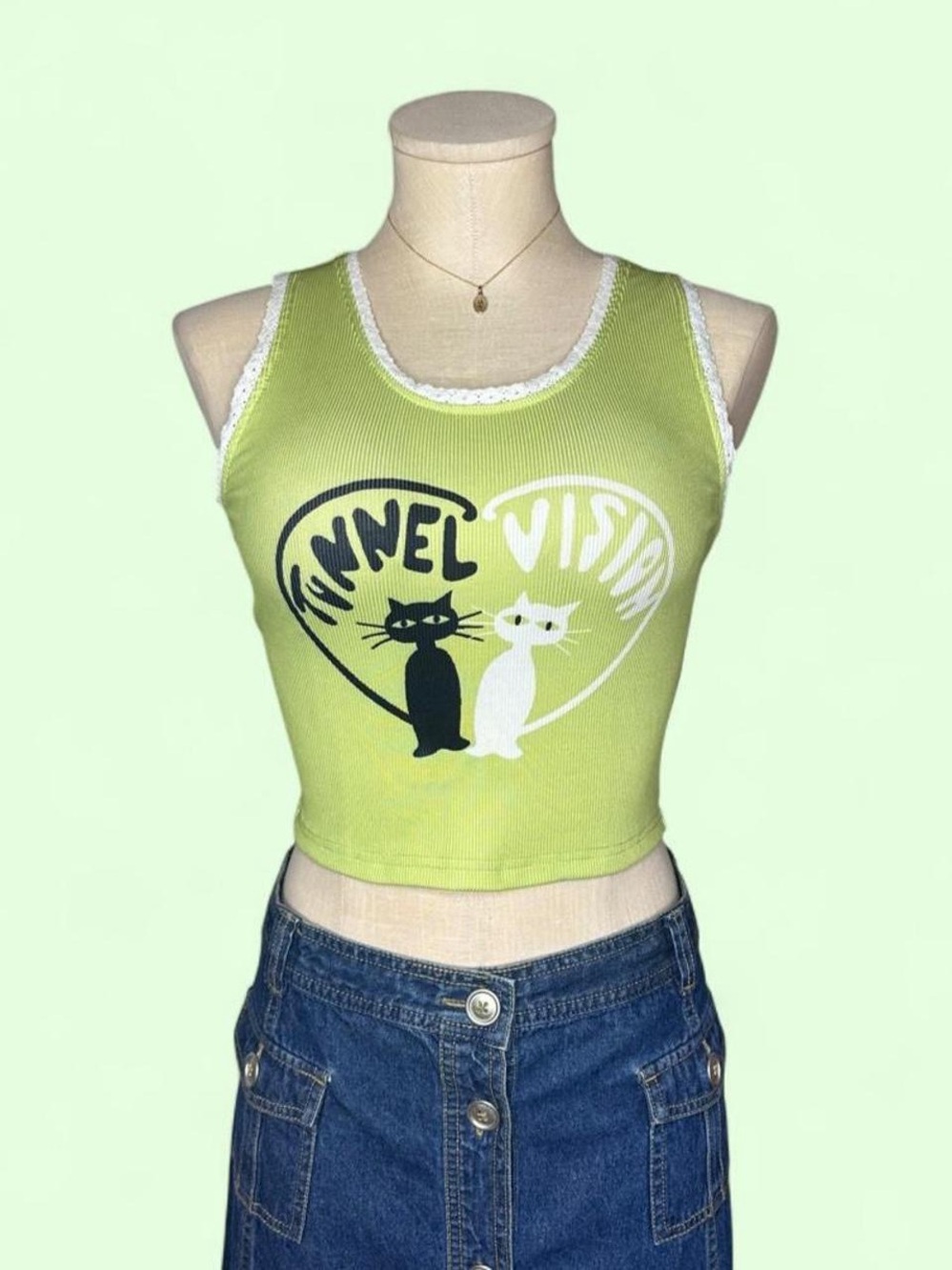 Tunnel Vision Green Cropped Tank Woman’s S/M